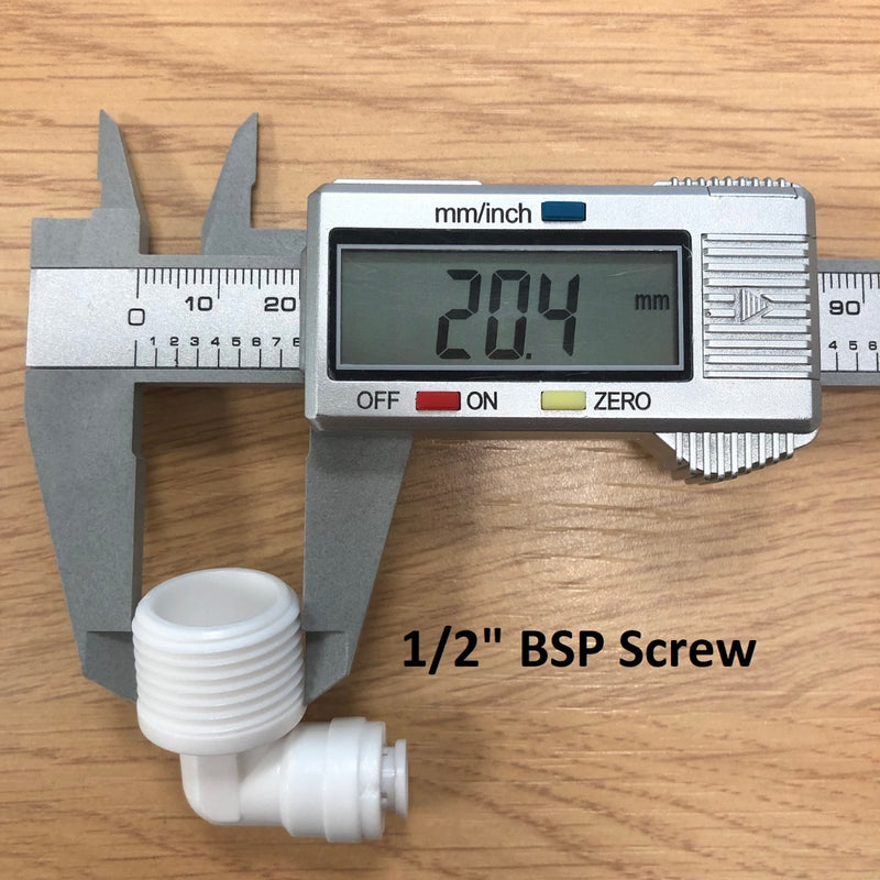 1/4" Elbow to 1/2" BSP Screw Thread Connector Push Fit RO Fitting