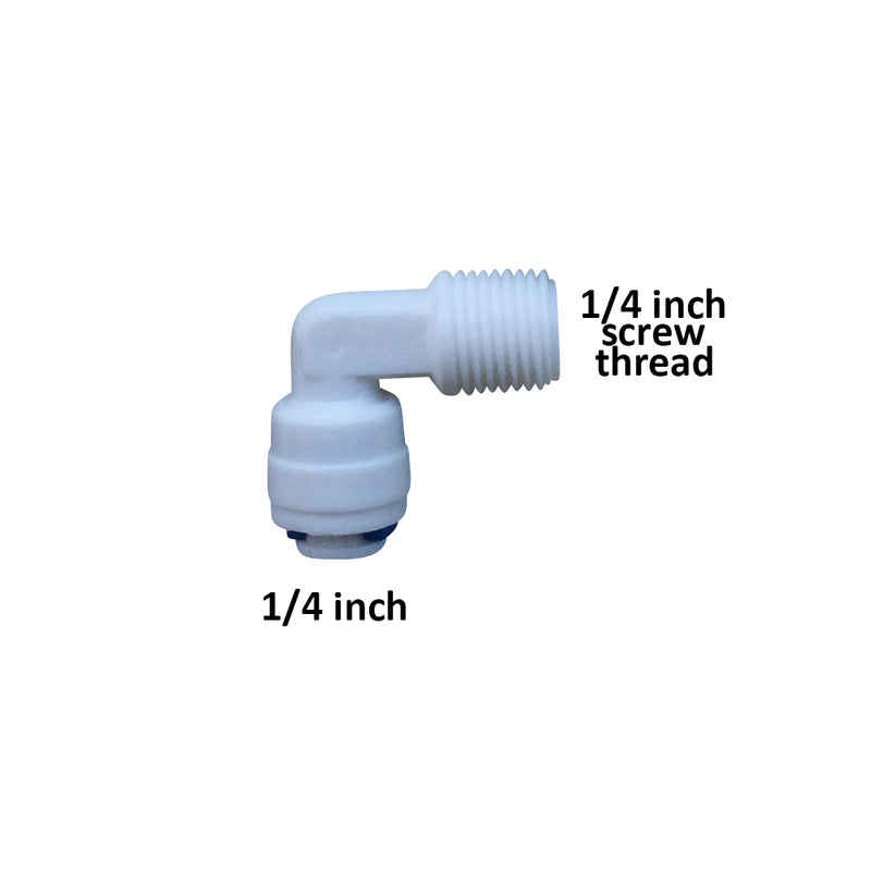 1/4" Elbow to 1/4" BSP Screw Thread Connector Push Fit RO Fitting