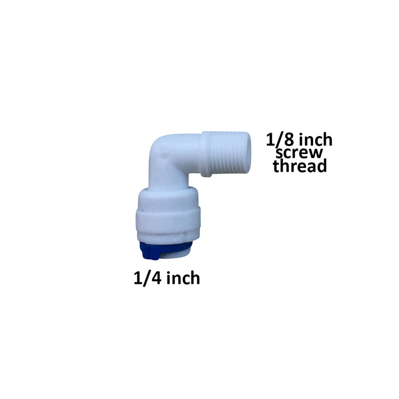 1/4" Elbow to 1/8" Screw Thread Connector Push Fit RO Fitting