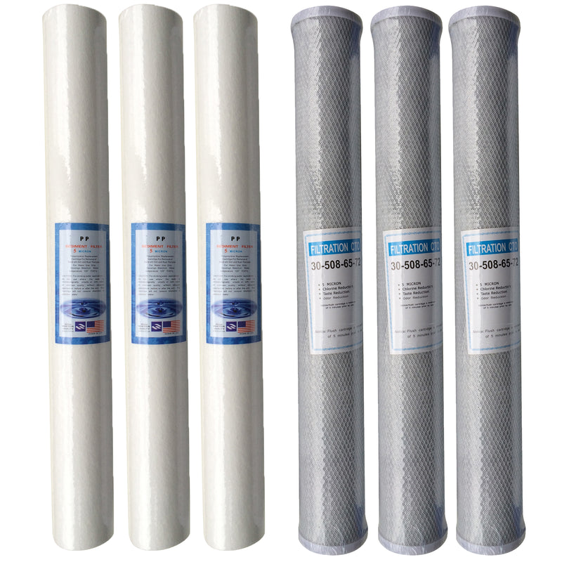 20" Pole Fed Filter Set (3 x Sediment, 3 x Carbon Blocks)