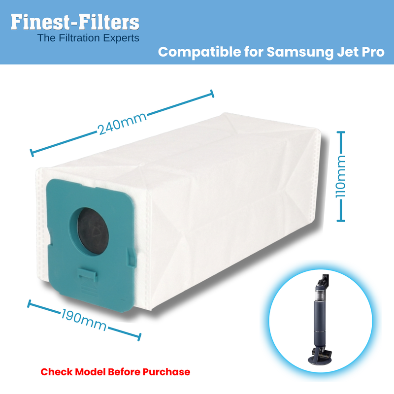 Finest-Filters Compatible Vacuum Bags for Samsung Jet Pro (10pk)