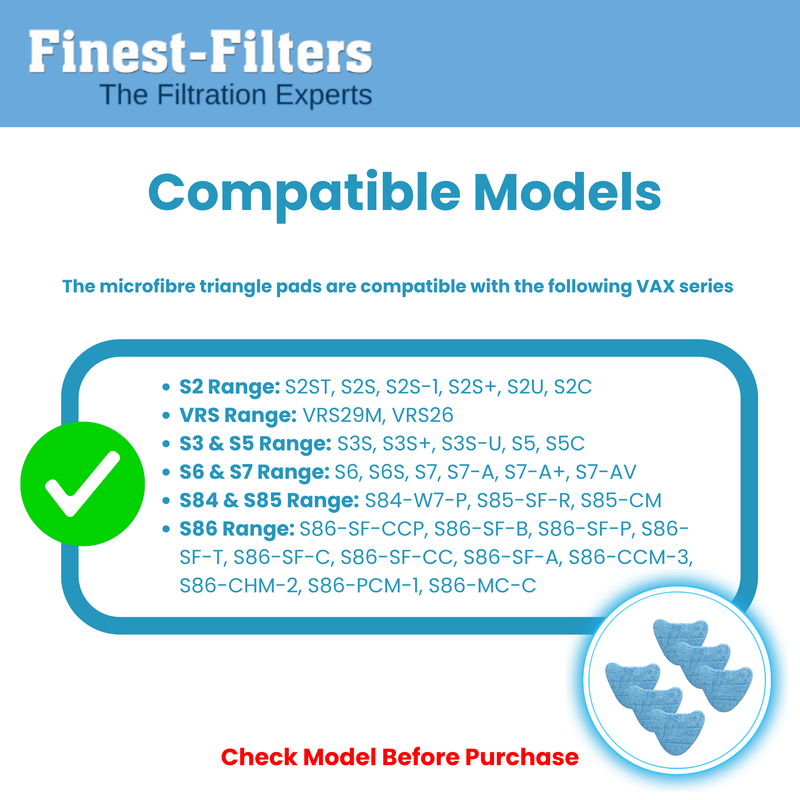 Finest-Filters Compatible Steam Mop Pads for Vax (6 Pack)