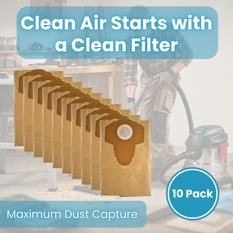 Finest-Filters Compatible Paper Dust Bags for Parkside Vacuums (10pk)