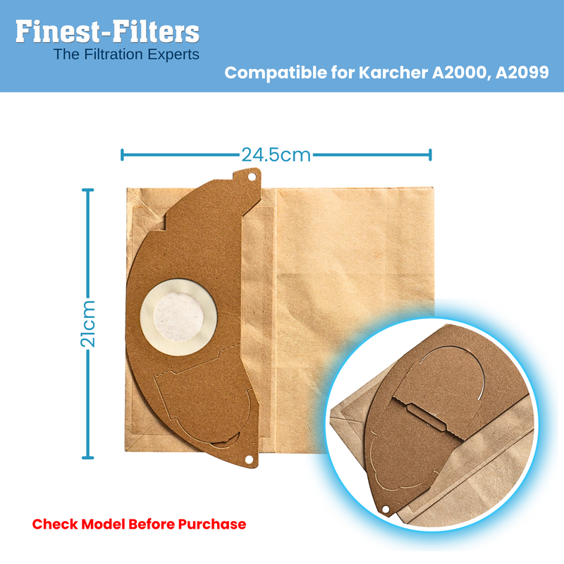 Finest-Filters Compatible Vacuum Bags for Karcher A2000