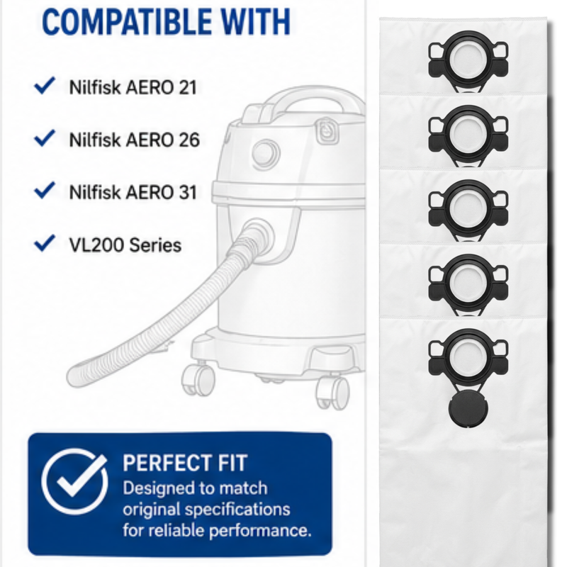 Finest-Filters Compatible Dust Bags for Nilfisk Aero 21, 26, 31 Series (5