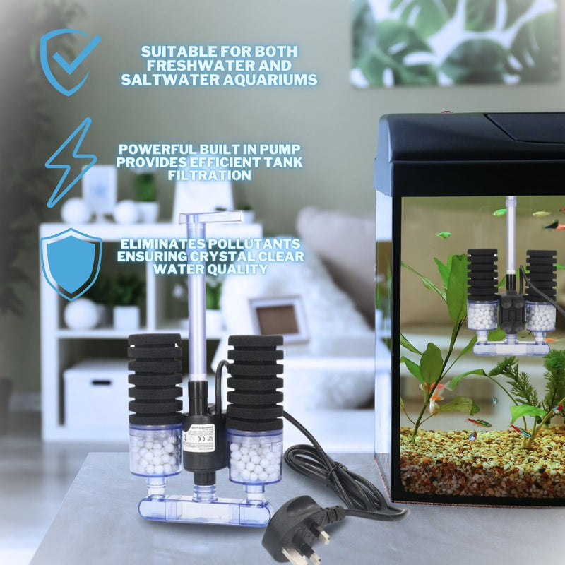 Double Sponge Internal Bio Filter With Built In Pump
