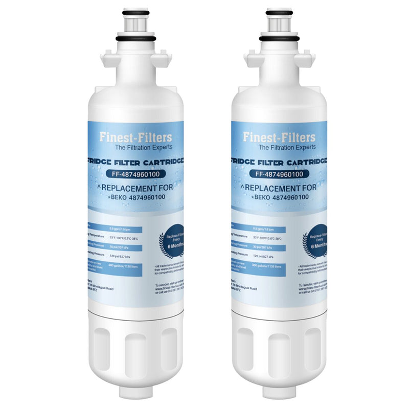 Compatible with Beko 4874960100 Fridge Water Filter (2 Pack)