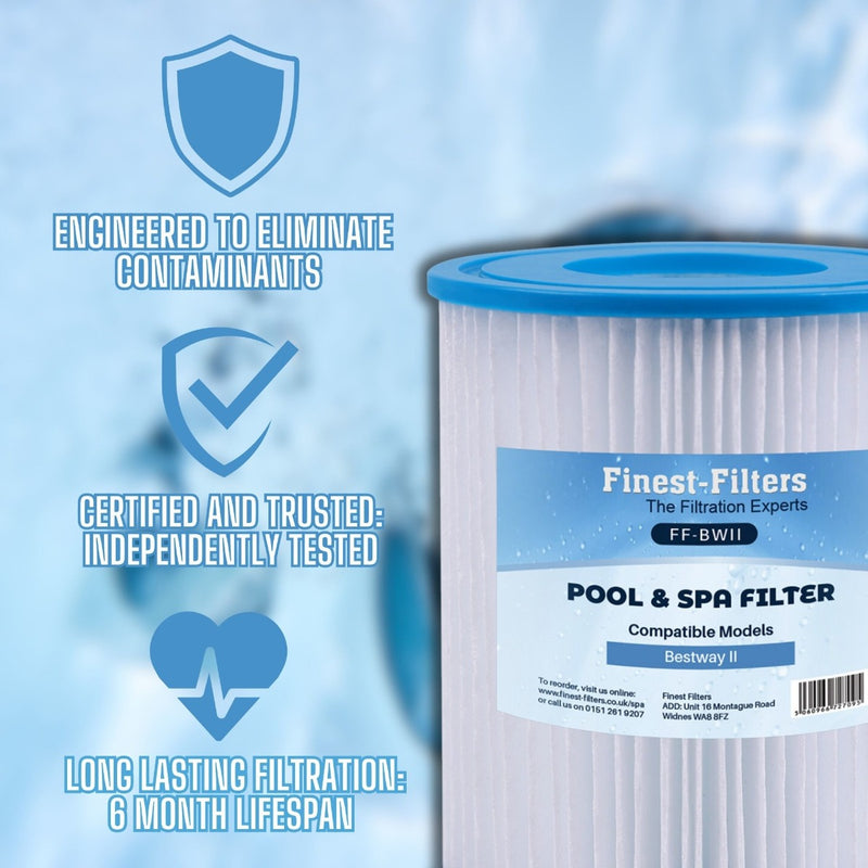 Swimming Pool Filter For Bestway Flowclear Type II (6 pack)
