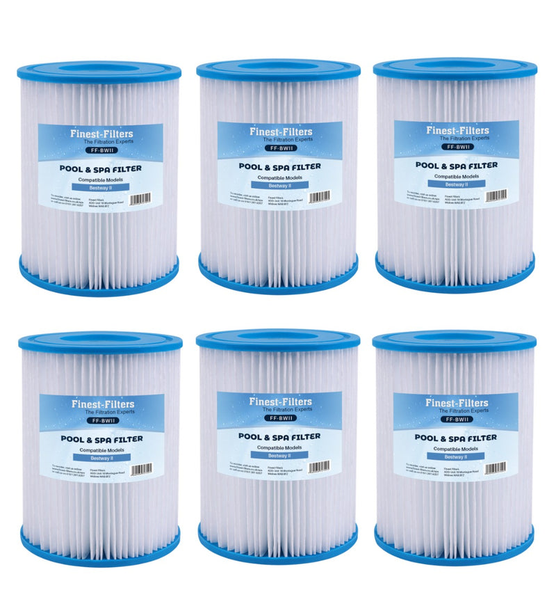 Swimming Pool Filter For Bestway Flowclear Type II (6 pack)