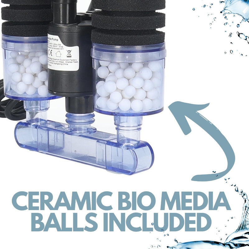 Double Sponge Internal Bio Filter With Built In Pump