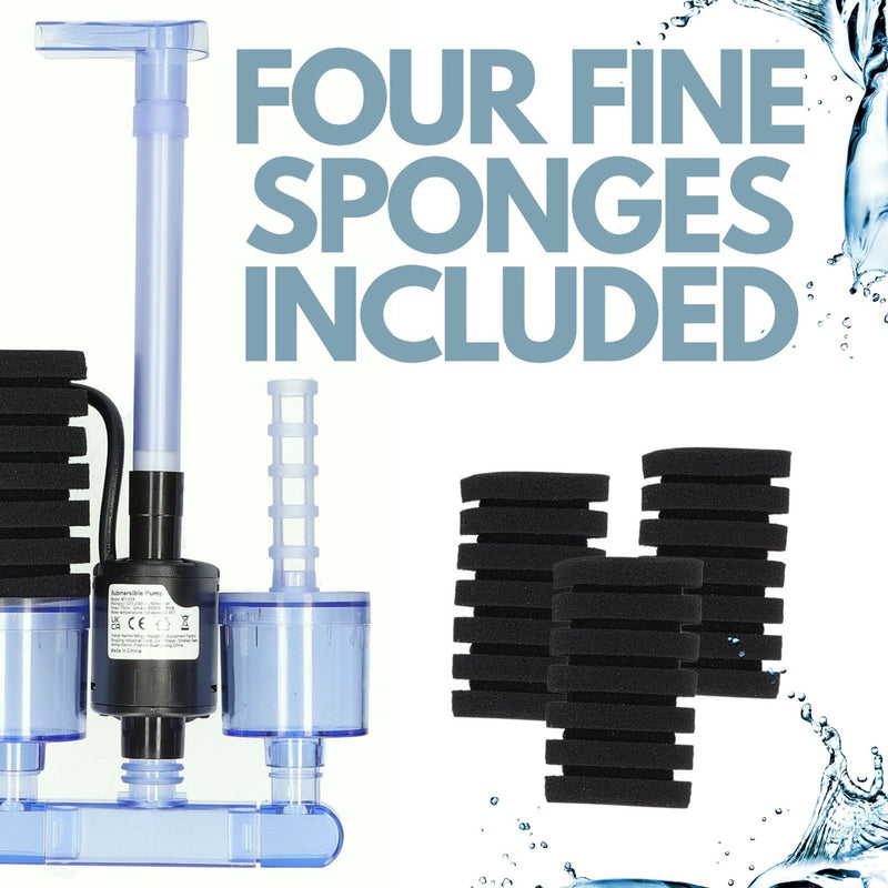 Double Sponge Internal Bio Filter With Built In Pump