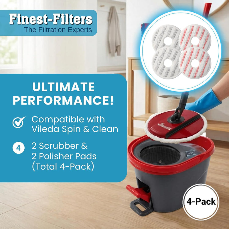 Finest-Filters Replacement Mop Pads Compatible with Vileda SpinClean