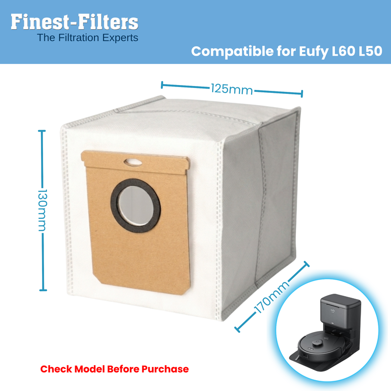 Finest-Filters Dust Bags Compatible with Eufy Clean L50 (12pk)