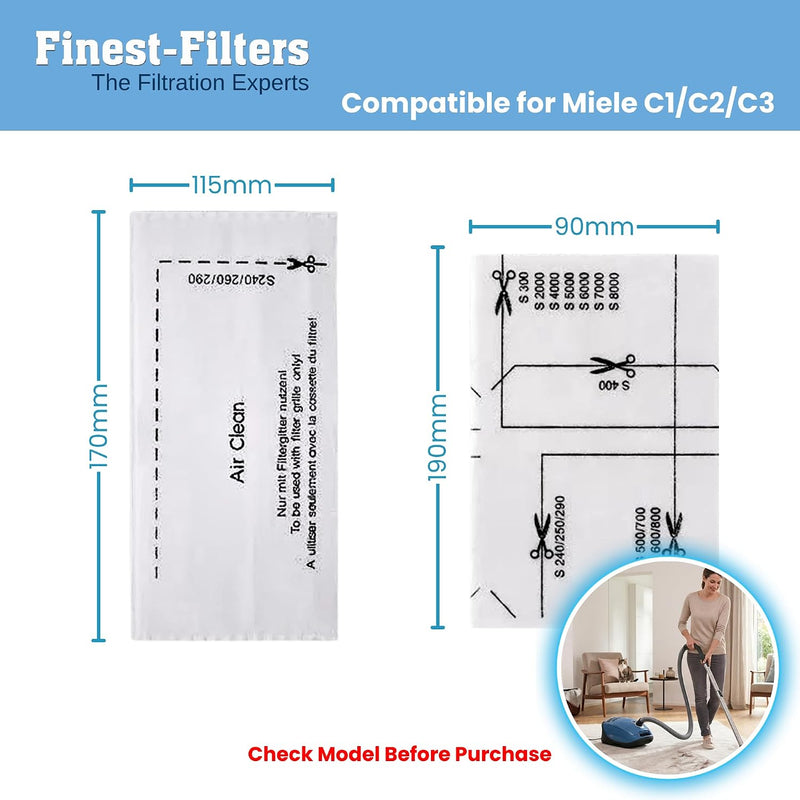 Finest-Filters 6-Pack Filter Set Compatible with Miele C1, C2, C3