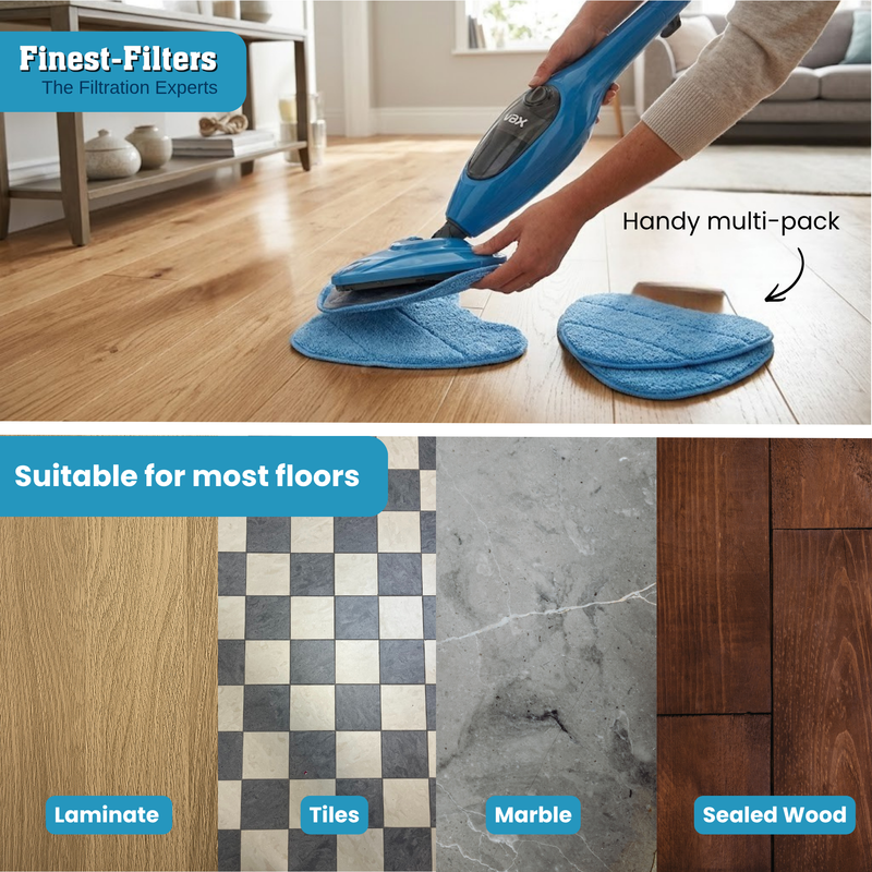 Finest-Filters Compatible Steam Mop Pads for Vax (6 Pack)