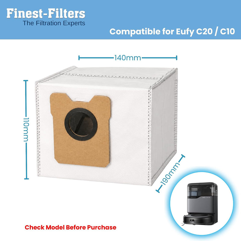 Finest-Filters Dust Bags Compatible Eufy C20/ C10 (10pk)