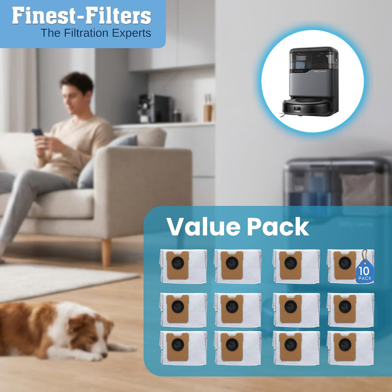 Finest-Filters Dust Bags Compatible Eufy C20/ C10 (10pk)
