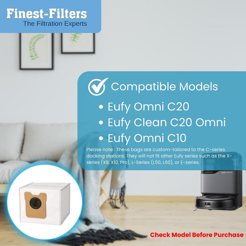 Finest-Filters Dust Bags Compatible Eufy C20/ C10 (10pk)