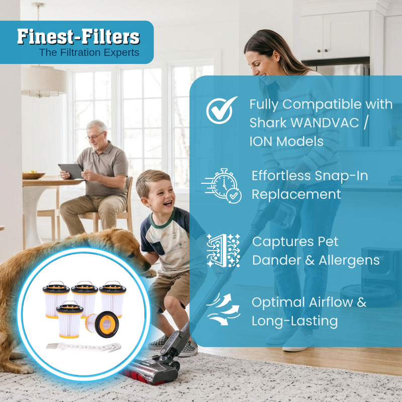 Finest-Filters 5x Filters & Brush Compatible for Shark ION Handheld (XHFWV200)