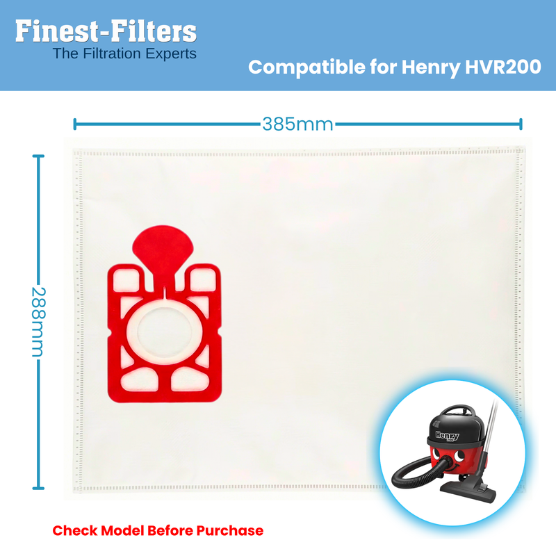 Finest-Filters Compatible Cylinder Vacuum Bags for HVR200 9L Henry, Hetty, James & Harry