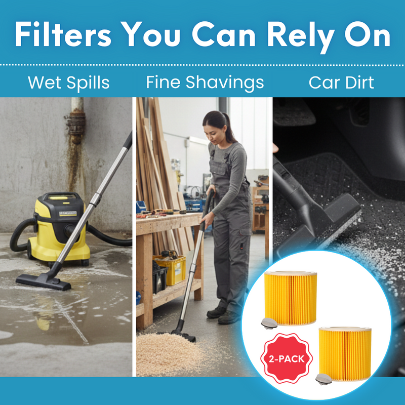 Pack of 2 Compatible Filters for Karcher WD3 Wet Dry Vacuums