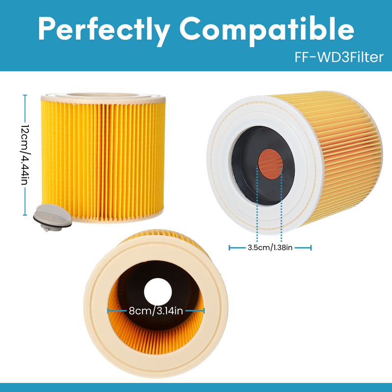 Pack of 2 Compatible Filters for Karcher WD3 Wet Dry Vacuums