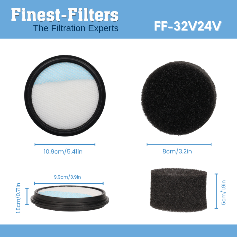 Replacement Pre-Motor and Sponge Filter Set (Finest-Filters) Compatible with Vax Blade Tiger 32V 24V and more