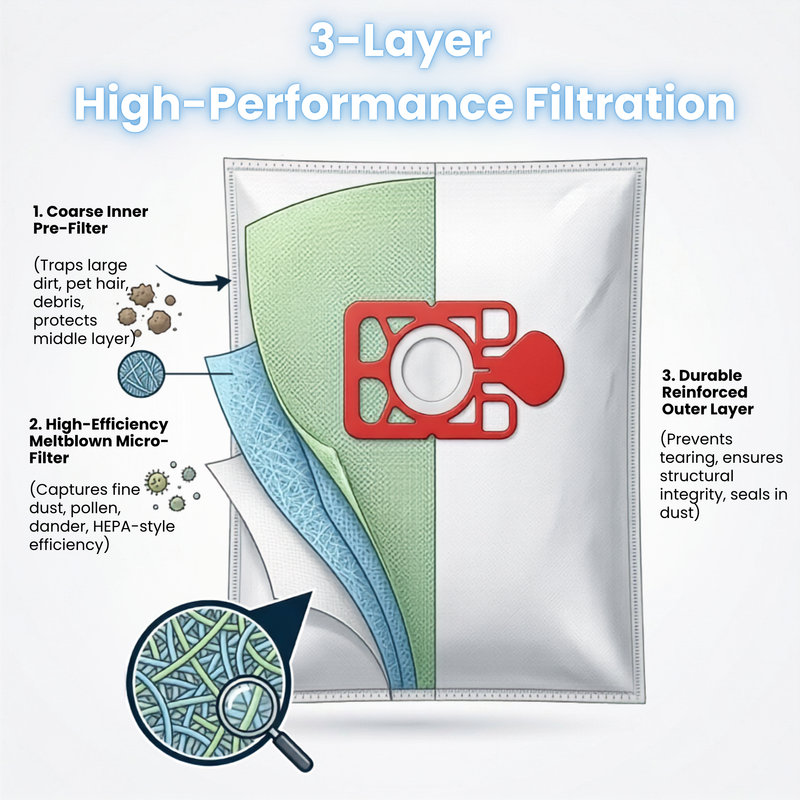 Finest-Filters Compatible Cylinder Vacuum Bags for HVR200 9L Henry, Hetty, James & Harry