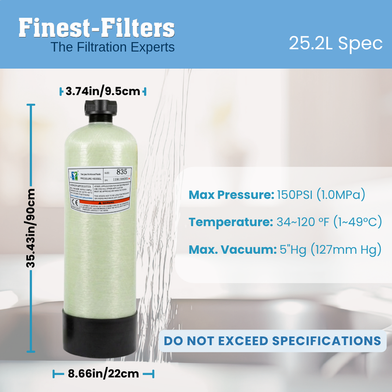 DI Pressure Vessel with Distribution Pipe and Lid (9.2L or 25.2L)