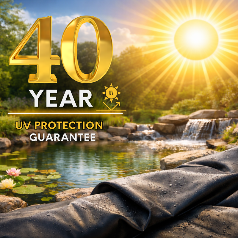 0.35mm HDPE Pond Liner & Underlay Options - 40yr Guarantee (2x2m - 9x12m)