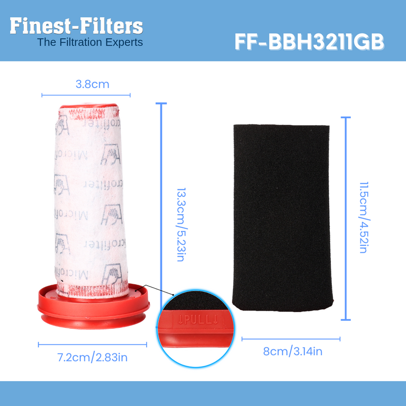 6-Piece Filter Multi-pack Compatible with Bosch BBH3211 GB Flexxo Series 4