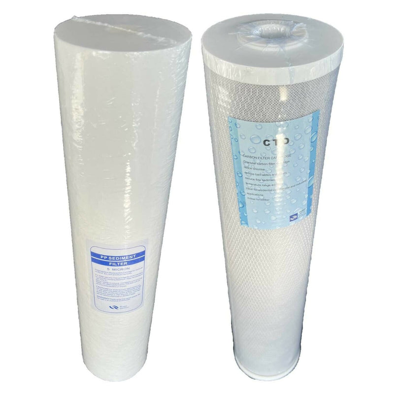 20" Jumbo Sediment and Carbon Block Pre Filters Set (4.5" Diameter)