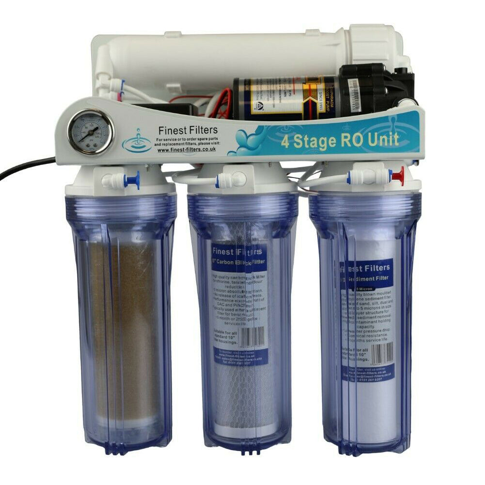 4 Stage Reverse Osmosis Unit with Booster Pump and DI Stage 50-100gpd ...