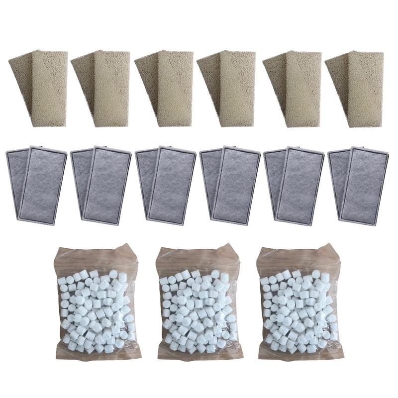 12 x Compatible Foam and 12 x Polycarbon Carbon Filter Cartridges and 3 x 170g Biomax for Fluval U2