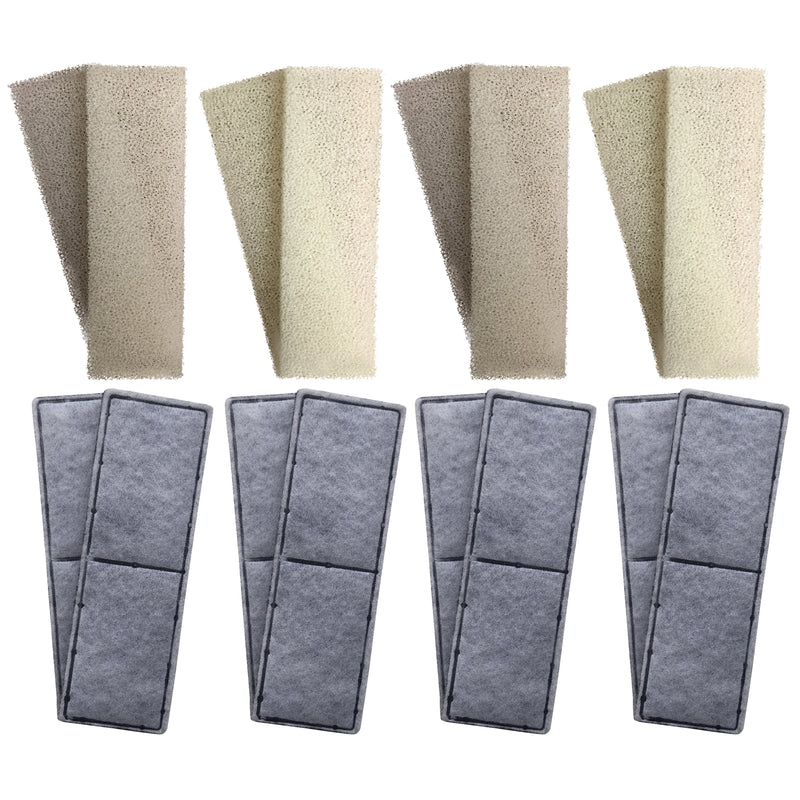 8 x Fluval U3 Compatible Plain Foam and 8 x Compatible Polycarbon Filter Cartridges