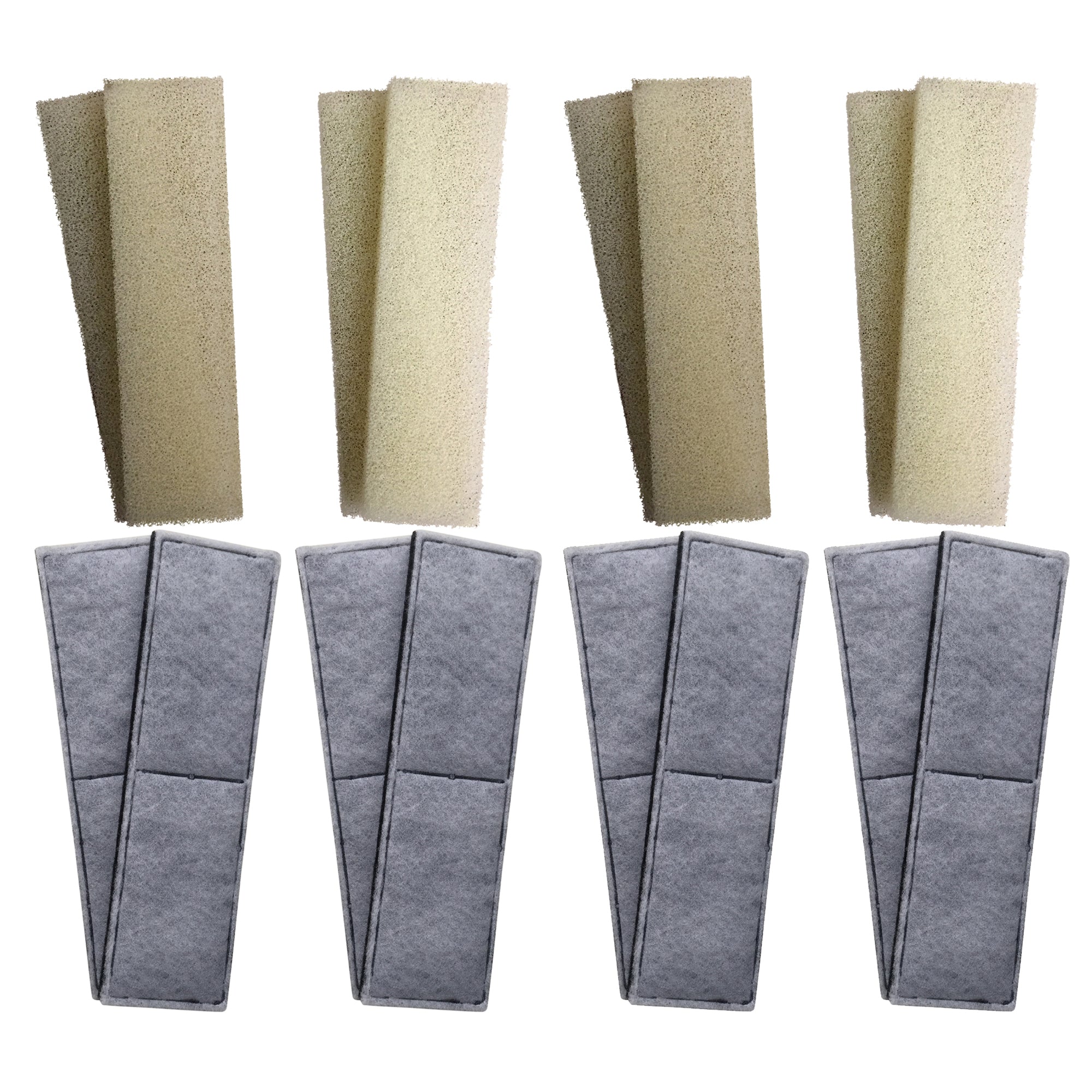8 x Fluval U4 Compatible Plain Foam and 8 x Compatible Polycarbon Filt ...