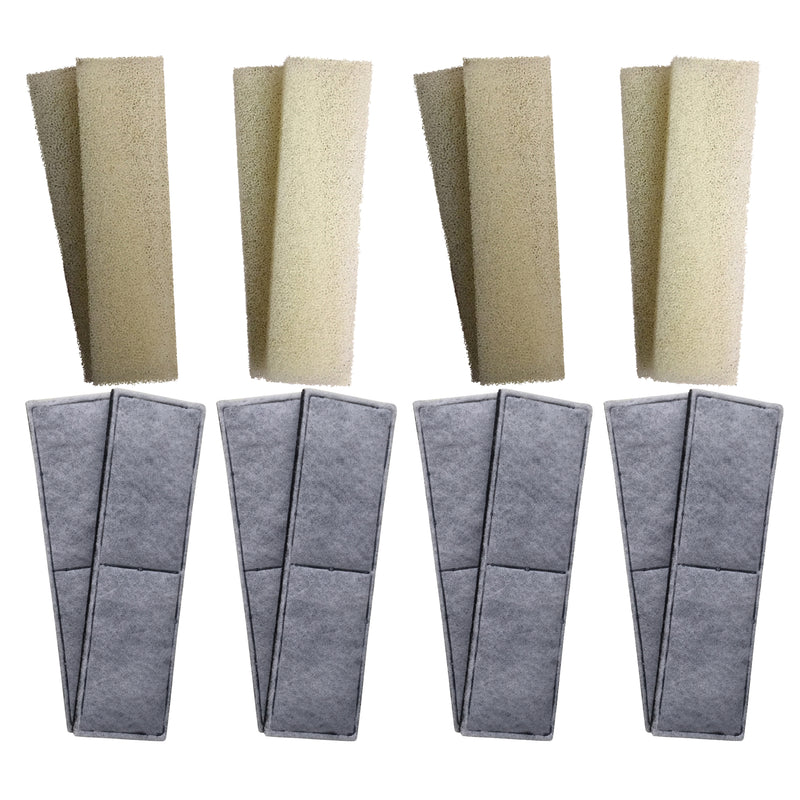 8 x Fluval U4 Compatible Plain Foam and 8 x Compatible Polycarbon Filter Cartridges