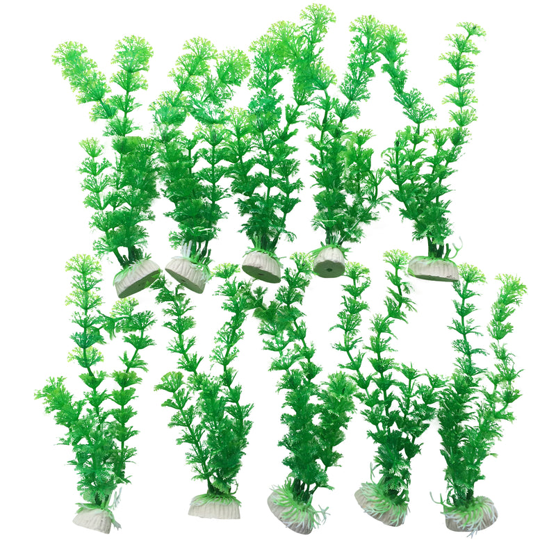 10 Pack 8"Aquarium Fish Tank Plastic Plants (Mixed Colours)