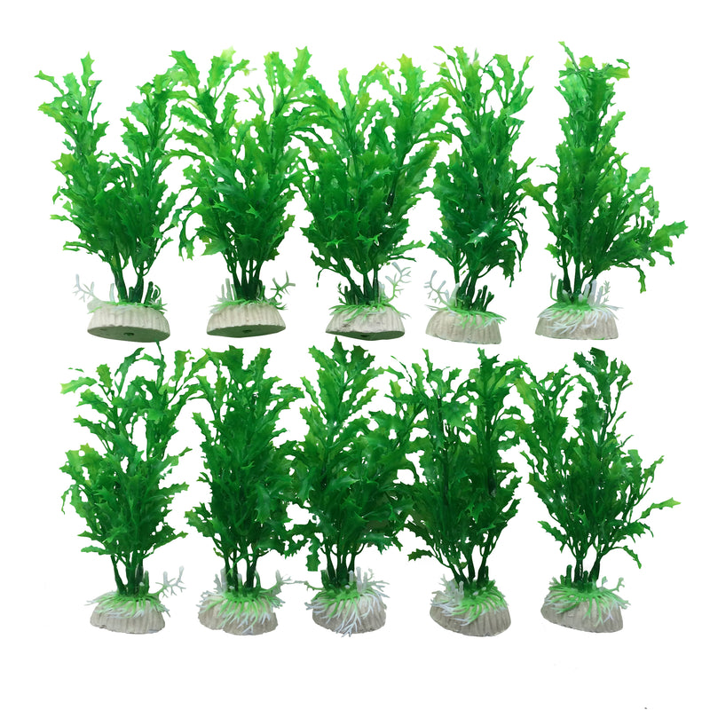 10 Pack 8"Aquarium Fish Tank Plastic Plants (Mixed Colours)