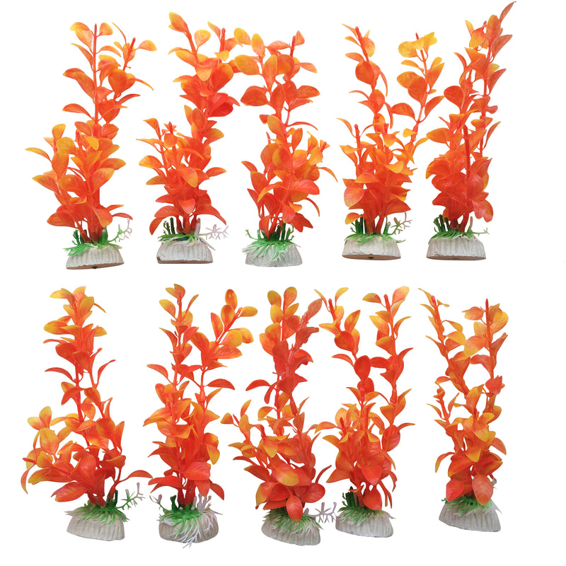 10 Pack 8"Aquarium Fish Tank Plastic Plants (Mixed Colours)