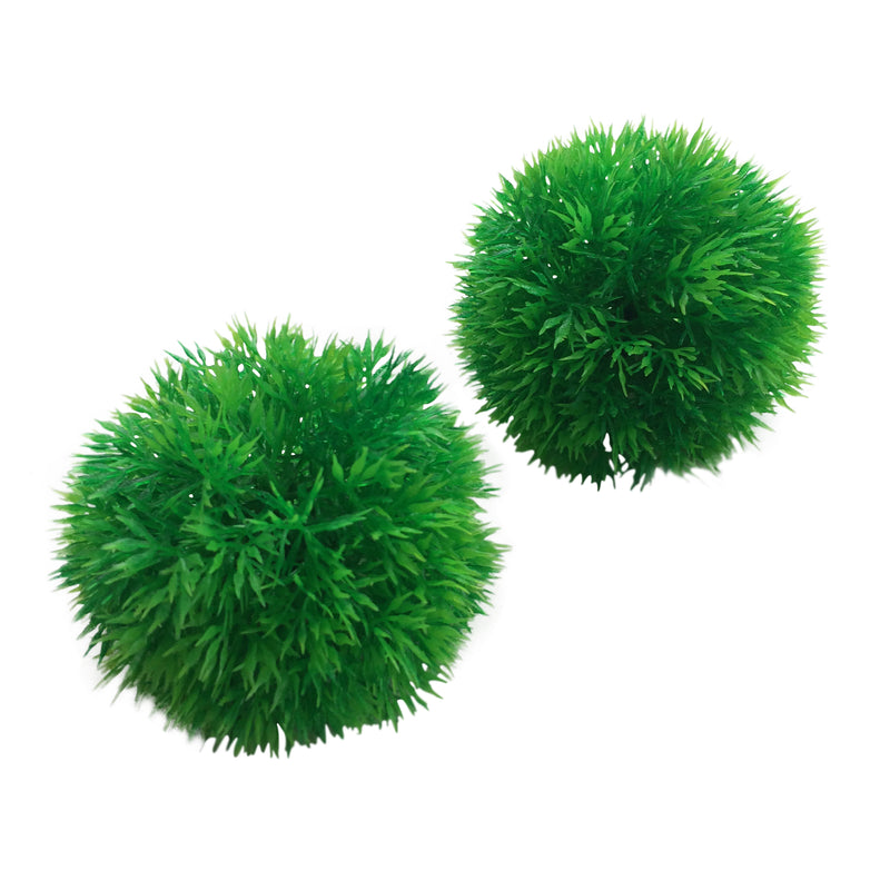 Pack of 2 Aquarium Fish Tank Plastic Plants Moss Balls 10cm x 8cm