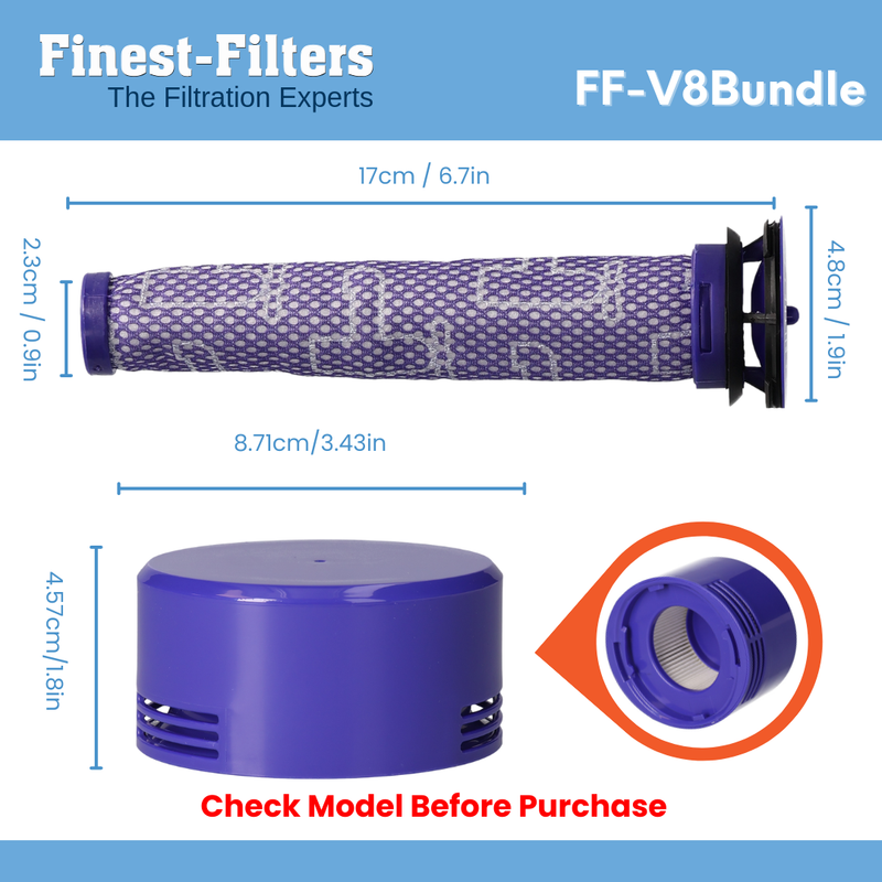 Pre and Post-Motor Filter Set Compatible for Dyson V7 & V8