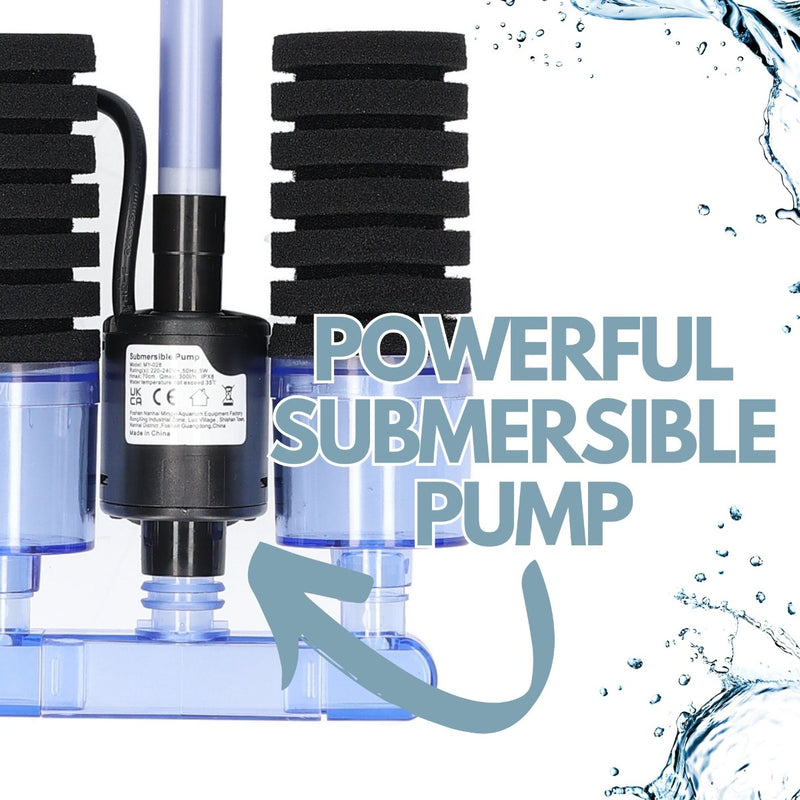 Double Sponge Internal Bio Filter With Built In Pump
