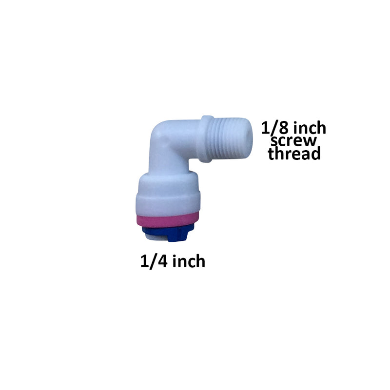 1/4" None Return Elbow to 1/8" Screw Thread Connector Push Fit RO Fitting