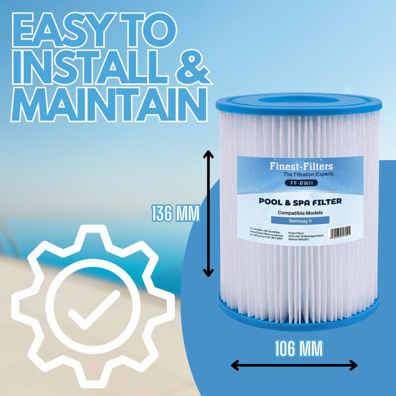 Swimming Pool Filter For Bestway Flowclear Type II (6 pack)