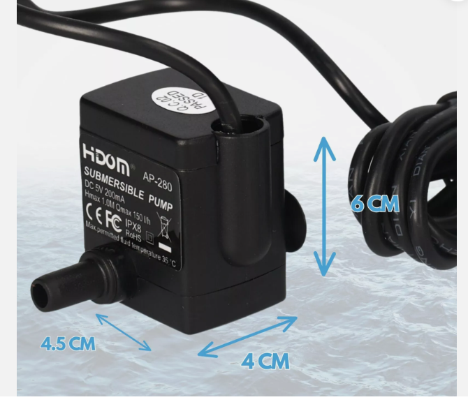 Hidom 160l/h Submersible Pump - USB Lead (AP-280)