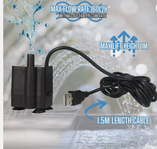 Hidom 160l/h Submersible Pump - USB Lead (AP-290)