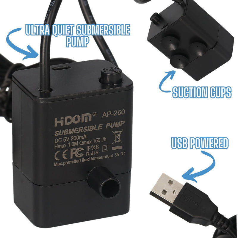 Submersible USB Powered 150l/h Quiet Mini Water Feature Pump