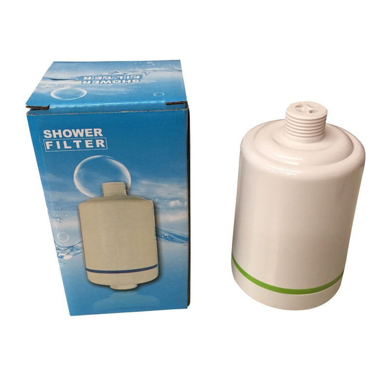 White Narrow In Line Shower Filter for Chlorine and Heavy Metal Removal